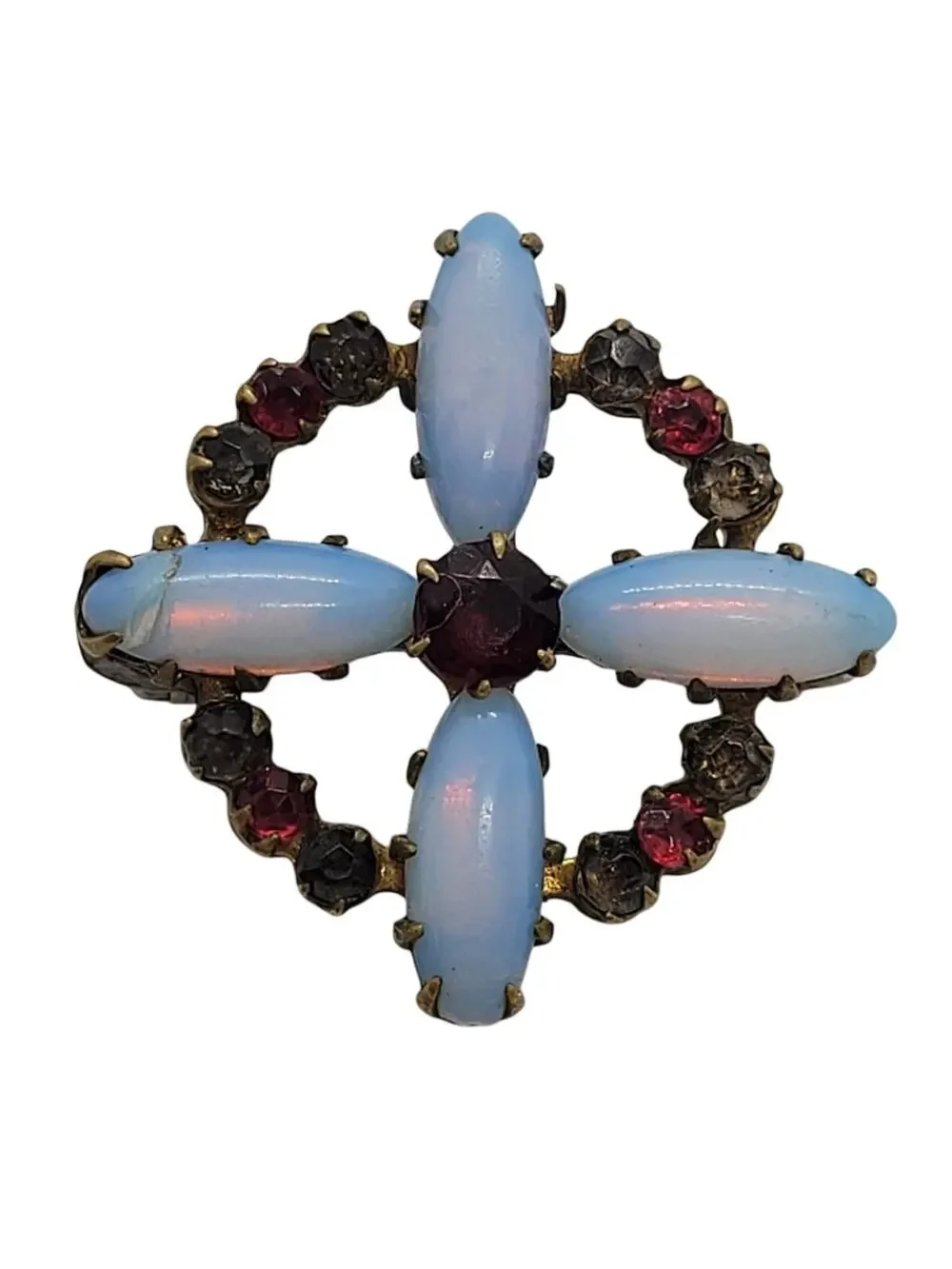 Antique Victorian 9KT Gold Opal Cross Brooch Heirloom Estate Jewelry Coquette